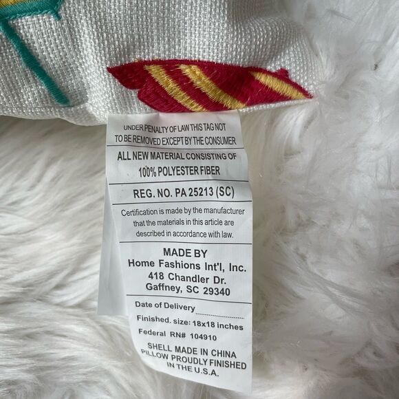 NWT Home Fashion Intl colorful Throw pillows white polyester umbrella embroidery - Picture 7 of 7